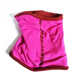 komin dziecięcy różowo bordowy dzianina wiosenny