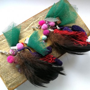 klipsy etniczne boho pióra długie etno