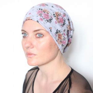 czapka dzianinowa dresowa w kwiaty