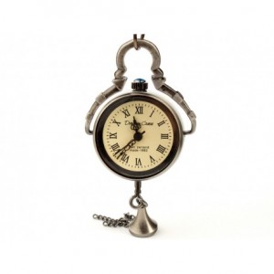 DROBINA CZASU (BLACK) FLAT - zegarek wisiorek na łańcuszku