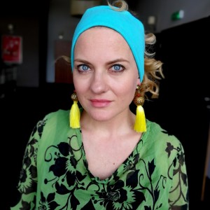 opaska sportowa szaro-niebieska dzianina