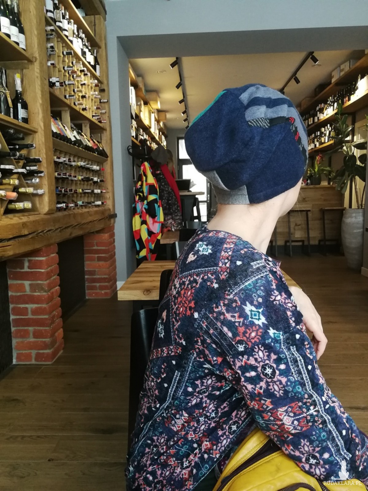 czapka damska szyta patchworkwo kolorowa ciepła miła handmade