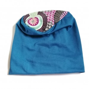 czapka wiosenna dzianinowa w stylu boho etno