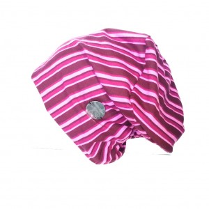 czapka damska w paski wiosenna sportowa amarant róż