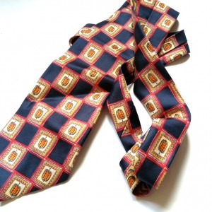 krawat jedwabny  owocowy boho vintage