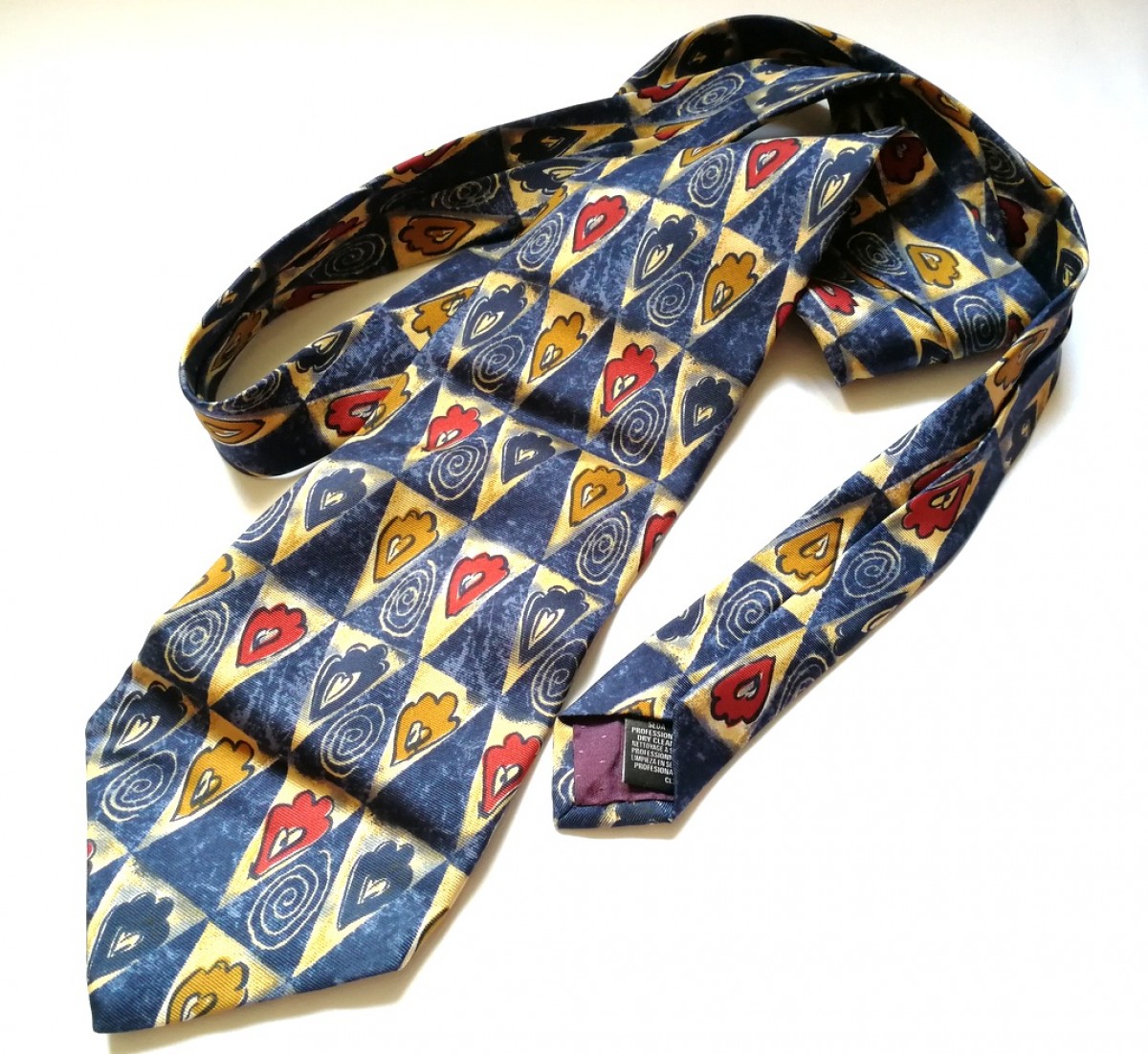 krawat vintage jedwabny w kolorze niebieskim firma marks & spencer