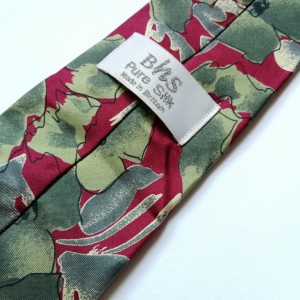 krawat vintage jedwabny w kolorze zielono-bordowym  firma  BHS