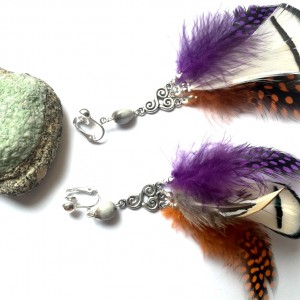 klipsy długie lekkie piórkowe w stylu boho