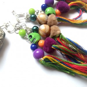 klipsy czaszki frędzle wiszące orientalne boho