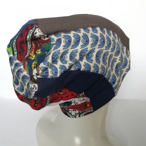 czapka boho kolorowa damska patchworkowa- żuczek który toczy kulkę zawsze ma pod górkę