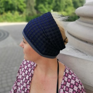 opaska koronkowa granatowa boho szeroka