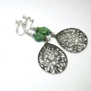 klipsy zielone czaszki