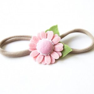 Opaska do włosów z kwiatuszkiem różowym