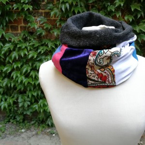 komin zimowy szyty patchworkowo boho folk