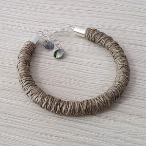 Bransoletka lniana z kryształkami