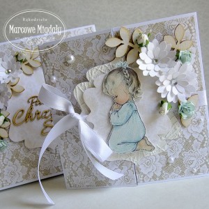 Personalizowany komplet, kartka w pudełku na chrzest dla dziewczynki