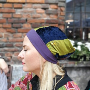 czapka patchworkowa bardzo długa letnia handmade