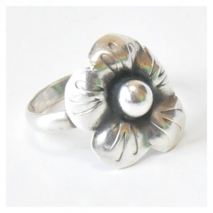 83 pierścionek vintage, srebrny, oryginalny pierścionek, kwiatek: na prezent, na co dzień;