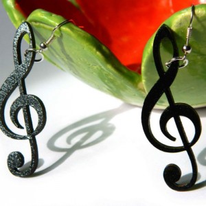 Kolczyki muzyczne, czarne, klucz wiolinowy, nuty, prezent dla muzyka, biżuteria damska, festiwalowe