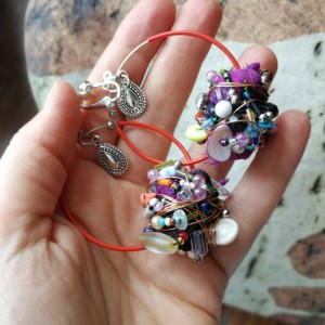 klipsy wiszące kolorowe plecione boho