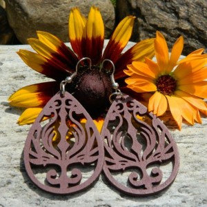 Kolczyki brązowe, łezki, biżuteria góralska parzenice, kolczyki folk