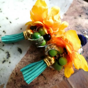 klipsy etno boho pompony kwiatowe szaleństwo