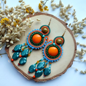 Tangerine - długie wiszące kolczyki sutasz