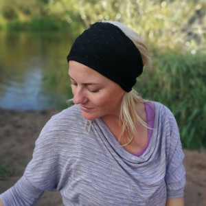 opaska damska czarna koronkowa