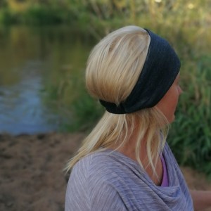 opaska damska szaro czarna uniwersalna handmade