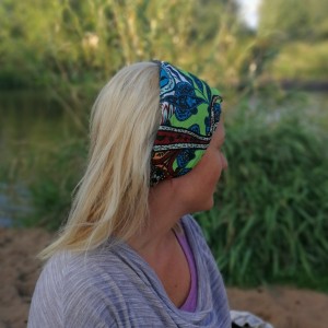 opaska damska szaro kolorowa uniwersalna handmade