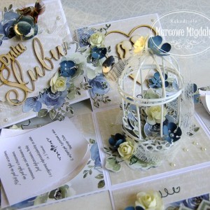 Ślubny exploding box Ptasi Ogród, kartka na ślub