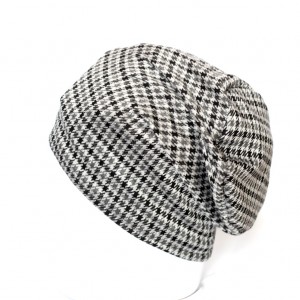 czapka dzianinowa unisex w kratkę