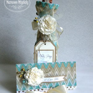 Komplet ślubny z turkusem, kopertówka i torebka na szampana