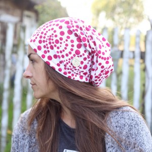 czapka dzianinowa w kropki sportowa bez podszewki