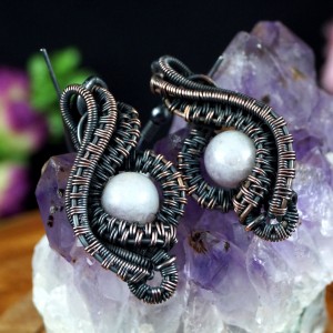 Turmalin, Miedziane kolczyki z turmalinem, patynowane, ręcznie wykonane, prezent dla niej, prezent dla mamy, prezent urodzinowy, biżuteria