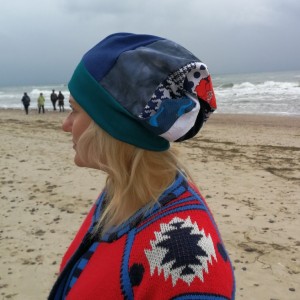 czapka turban wywinięta kolorowa boho damska handmade