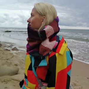 komin patchworkowy ciepły zimowy damski