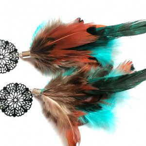 klipsy lekkie pióra długie ażurowe