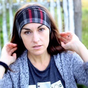 opaska dzianinowa damska w kratkę