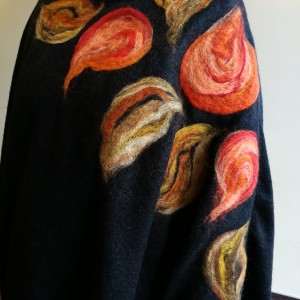 poncho z dzianiny wełnianej czarne