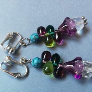 klipsy etno boho szkło wrzosowe