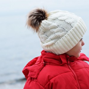 Czapka zimowa z pomponem, czapka na zimę, ciepła gruba czapka biała