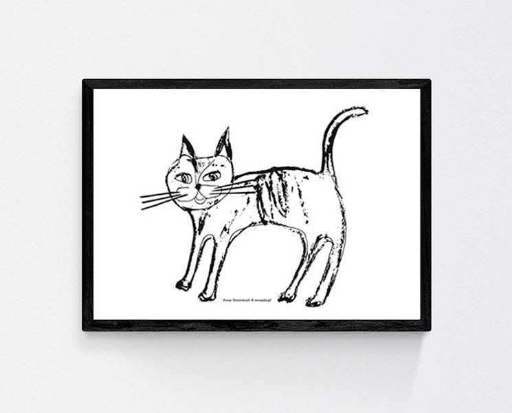 plakat z kotkiem, kot plakat, plakat skandynawski styl, biało czarny plakat na ścianę, ładny obraz z kotem, kot plakat A4, kotek plakat 21x30, minimalizm plakat, obrazek z kotem