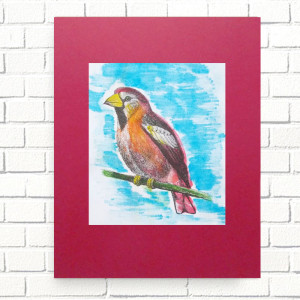 retro plakat A3, vintage grafika na ścianę, 30x40 plakat z ptakiem, ptaszek plakat do domu, retro obrazek z ptaszkiem, kolorowy plakat z ptaszkiem