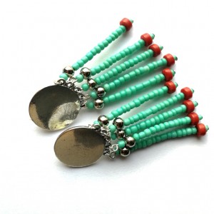 klipsy etno boho wiszące niebieskie folk