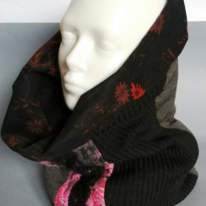 komin zimowy ciepły szyty z kawałków materiałów