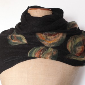 komin szal wełniany w kwiaty ciepły