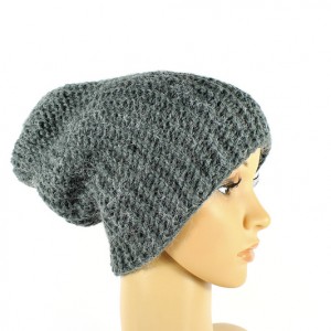 Czapka grafitowa krasnal unisex zrobiona na drutach one size