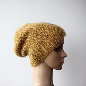 Czapka miodzio krasnal unisex zrobiona na drutach one size