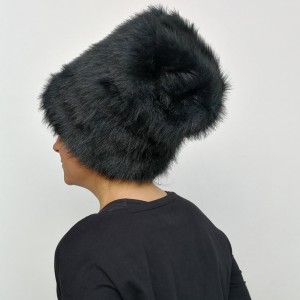 czarna futrzana damska czarna boho zimowa handmade